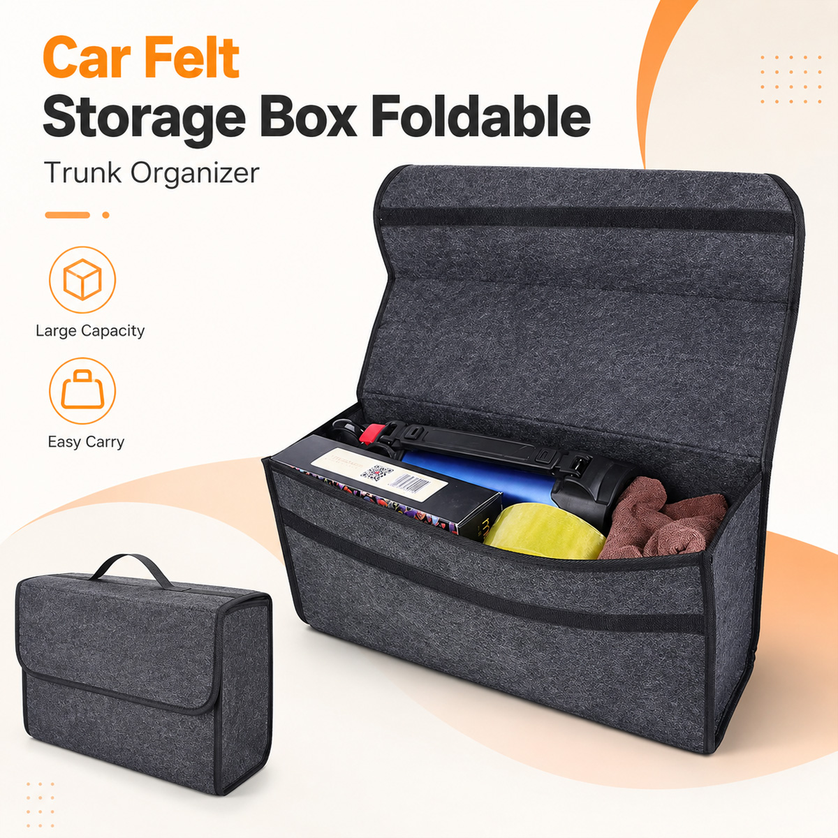 Car Trunk Organizer Foldable Storage Box - صندوق تخزين قابل للطي من اللباد