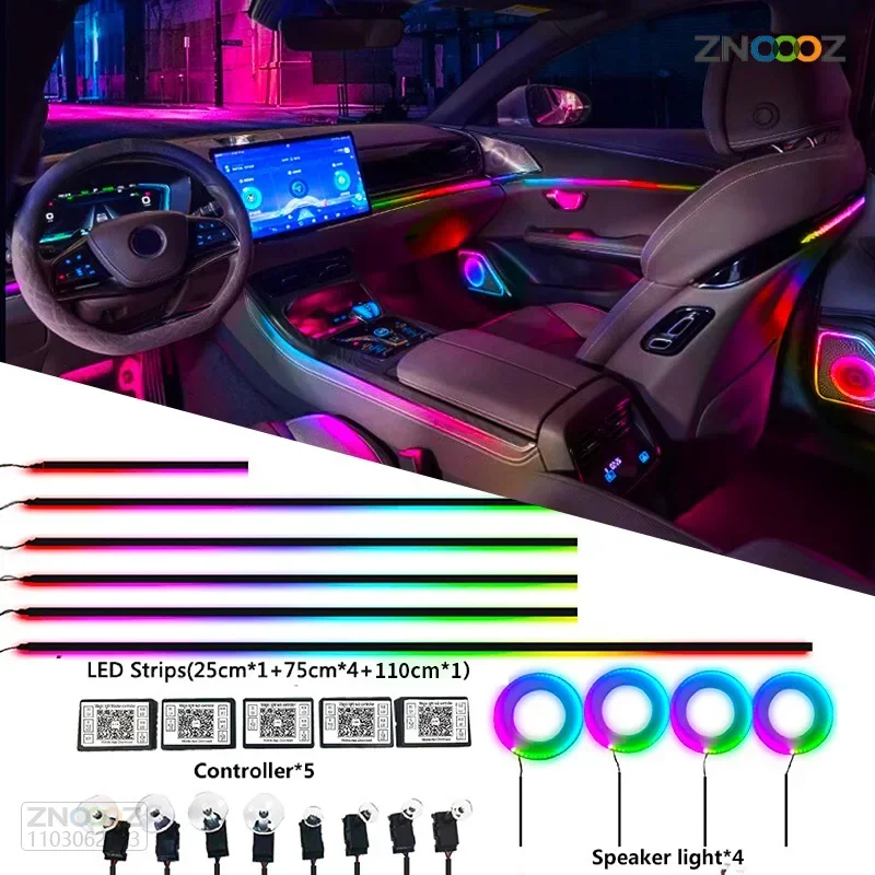 Led Ambient Interior Car Lights App Control - نيون سيارة الداخلية أضواء المحيطة ،
