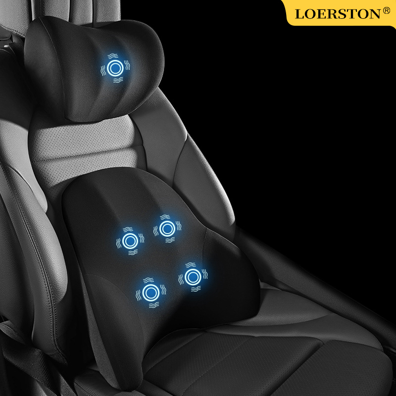 Memory Foam Car Neck Pillow Lumbar Support - بو الجلود سيارة أسفل الظهر وسادة