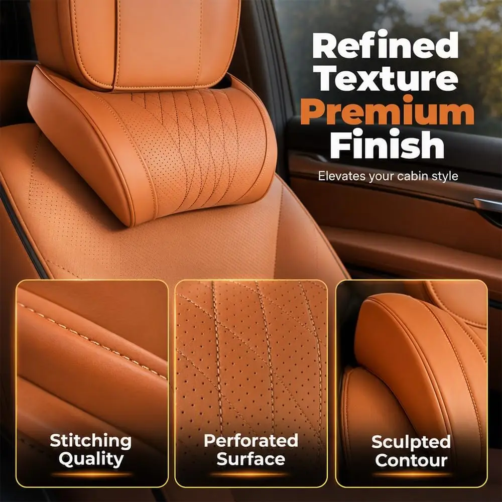 وسادة دعم الرقبة والظهر من جلد - مراجعة Memory Foam Car Neck Pillow Lumbar Support وسعره