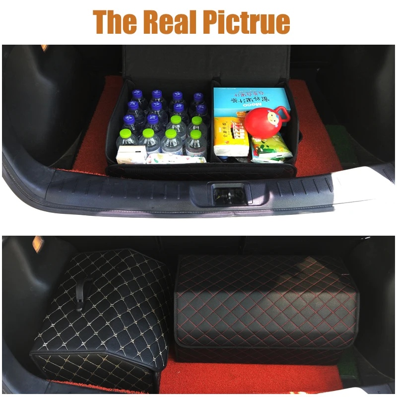 منظم تخزين قابل للطي من جلد ال - مراجعة Car Trunk Organizer Foldable Storage Box وسعره