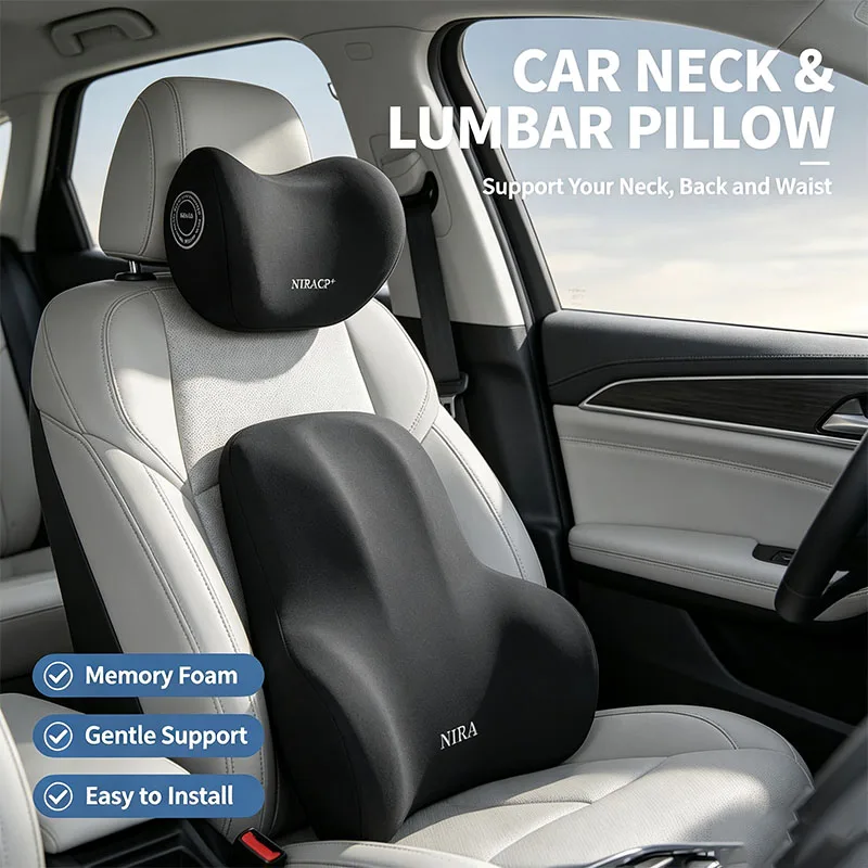 وسادة رقبة جديدة للسيارة من ال - مراجعة Memory Foam Car Neck Pillow Lumbar Support وسعره