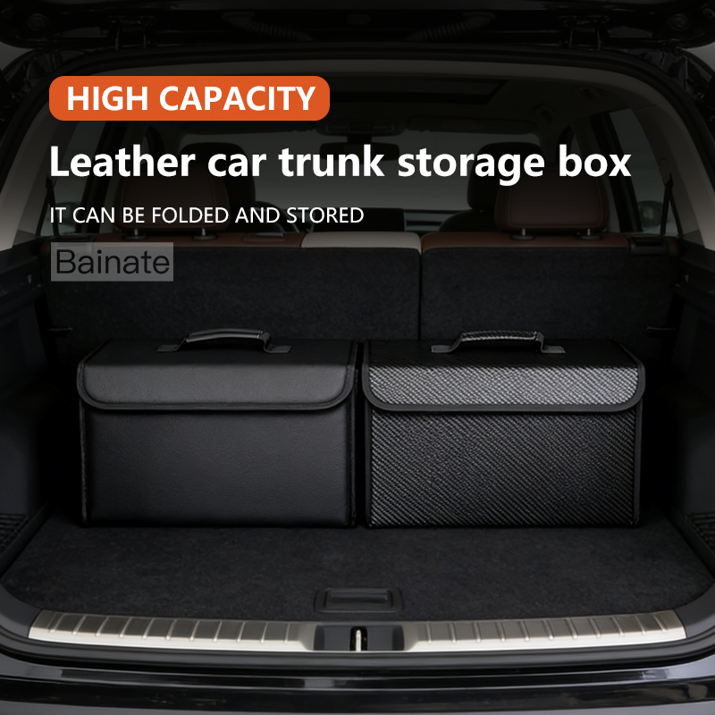 منظم صندوق السيارة الجلدي القا - مراجعة Car Trunk Organizer Foldable Storage Box وسعره